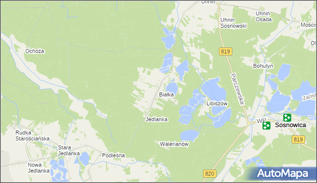 mapa Białka gmina Dębowa Kłoda, Białka gmina Dębowa Kłoda na mapie Targeo