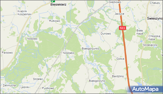 mapa Białogórzynko, Białogórzynko na mapie Targeo