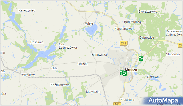 mapa Białowieża gmina Mrocza, Białowieża gmina Mrocza na mapie Targeo