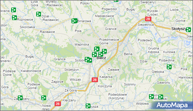 mapa Biecz powiat gorlicki, Biecz powiat gorlicki na mapie Targeo