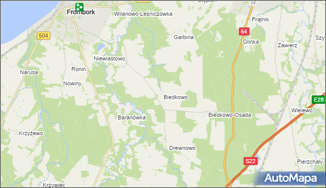 mapa Biedkowo, Biedkowo na mapie Targeo