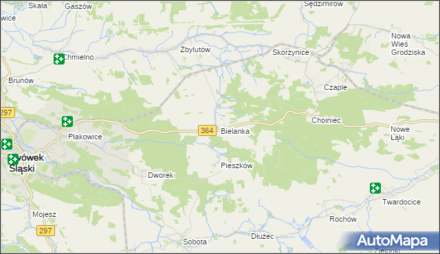 mapa Bielanka gmina Lwówek Śląski, Bielanka gmina Lwówek Śląski na mapie Targeo