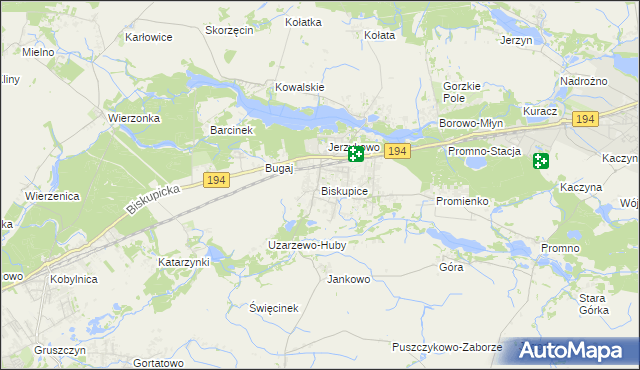 mapa Biskupice gmina Pobiedziska, Biskupice gmina Pobiedziska na mapie Targeo