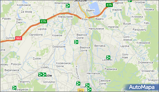 mapa Bładnice Górne, Bładnice Górne na mapie Targeo
