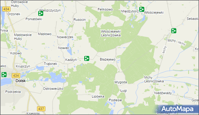 mapa Błażejewo gmina Dolsk, Błażejewo gmina Dolsk na mapie Targeo