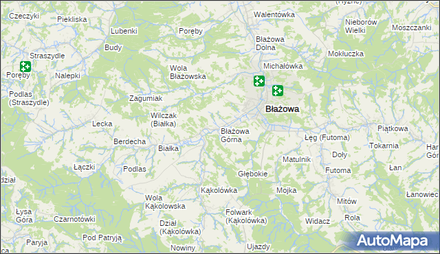 mapa Błażowa Górna, Błażowa Górna na mapie Targeo