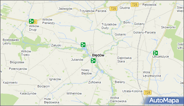 mapa Błędów powiat grójecki, Błędów powiat grójecki na mapie Targeo
