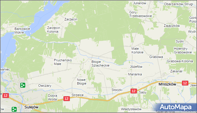 mapa Błogie Rządowe, Błogie Rządowe na mapie Targeo