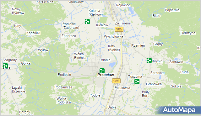 mapa Błonie gmina Przecław, Błonie gmina Przecław na mapie Targeo