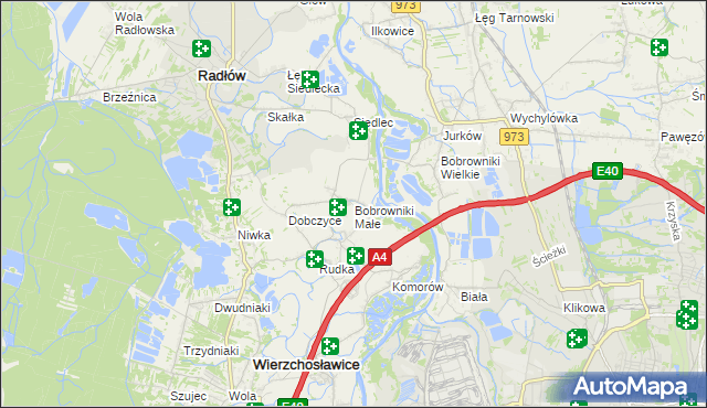mapa Bobrowniki Małe, Bobrowniki Małe na mapie Targeo