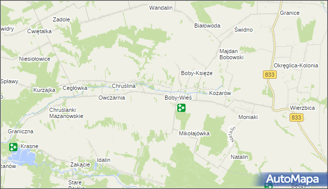 mapa Boby-Wieś, Boby-Wieś na mapie Targeo