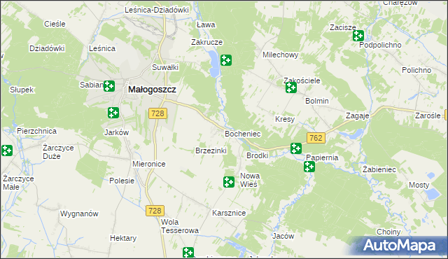 mapa Bocheniec gmina Małogoszcz, Bocheniec gmina Małogoszcz na mapie Targeo