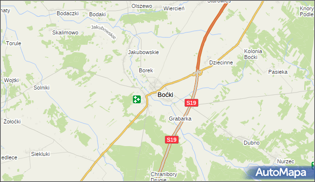 mapa Boćki, Boćki na mapie Targeo