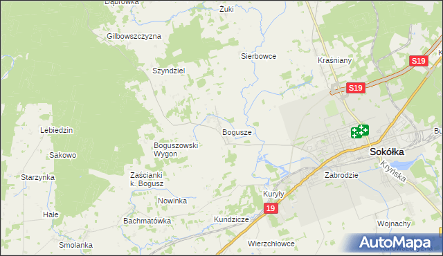 mapa Bogusze gmina Sokółka, Bogusze gmina Sokółka na mapie Targeo