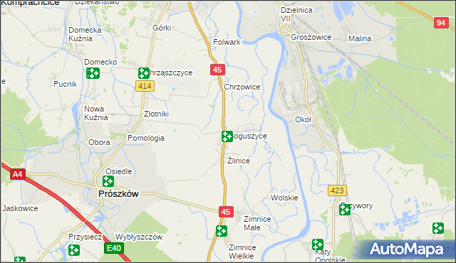 mapa Boguszyce gmina Prószków, Boguszyce gmina Prószków na mapie Targeo
