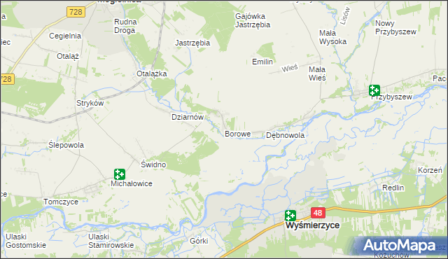mapa Borowe gmina Mogielnica, Borowe gmina Mogielnica na mapie Targeo