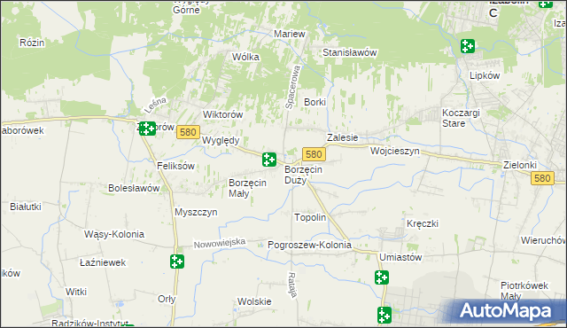 mapa Borzęcin Duży, Borzęcin Duży na mapie Targeo