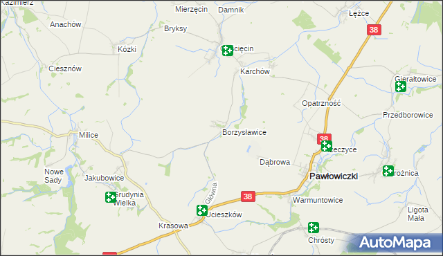 mapa Borzysławice, Borzysławice na mapie Targeo