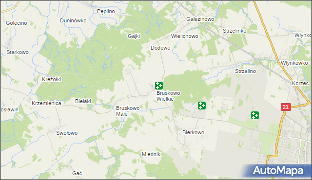 mapa Bruskowo Wielkie, Bruskowo Wielkie na mapie Targeo