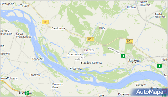 mapa Brzeźce gmina Stężyca, Brzeźce gmina Stężyca na mapie Targeo