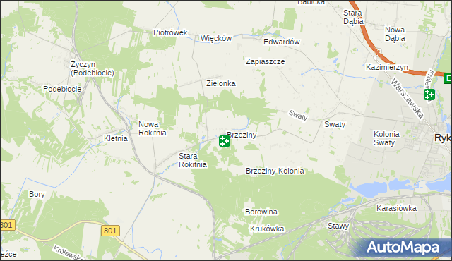 mapa Brzeziny gmina Stężyca, Brzeziny gmina Stężyca na mapie Targeo