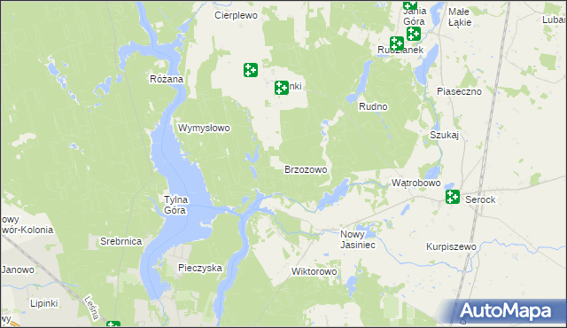 mapa Brzozowo gmina Koronowo, Brzozowo gmina Koronowo na mapie Targeo