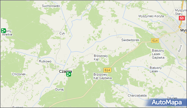 mapa Brzozowy Kąt gmina Czarnia, Brzozowy Kąt gmina Czarnia na mapie Targeo
