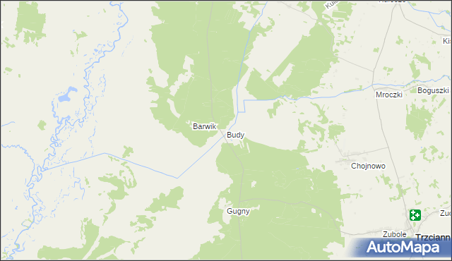 mapa Budy gmina Trzcianne, Budy gmina Trzcianne na mapie Targeo