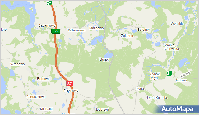 mapa Bujaki gmina Nidzica, Bujaki gmina Nidzica na mapie Targeo