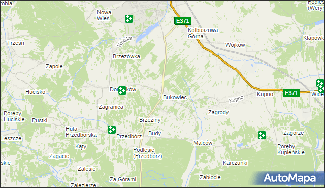 mapa Bukowiec gmina Kolbuszowa, Bukowiec gmina Kolbuszowa na mapie Targeo