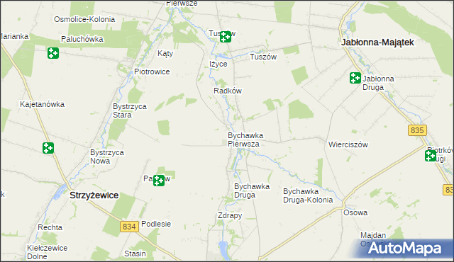 mapa Bychawka Pierwsza, Bychawka Pierwsza na mapie Targeo