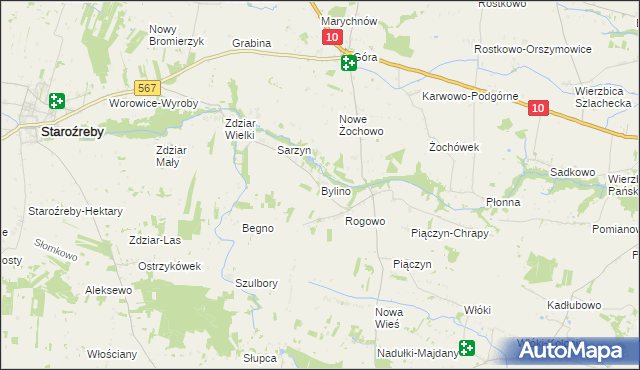 mapa Bylino, Bylino na mapie Targeo