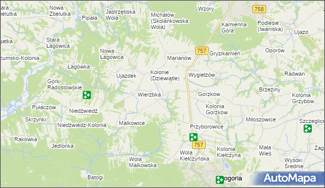 mapa Ceber gmina Bogoria, Ceber gmina Bogoria na mapie Targeo