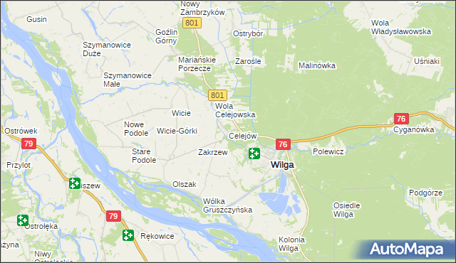 mapa Celejów gmina Wilga, Celejów gmina Wilga na mapie Targeo