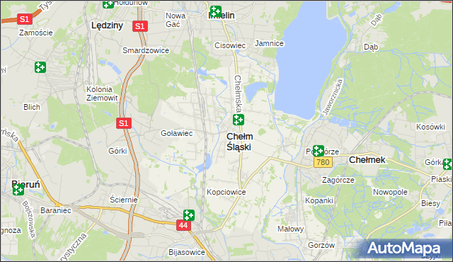 mapa Chełm Śląski, Chełm Śląski na mapie Targeo