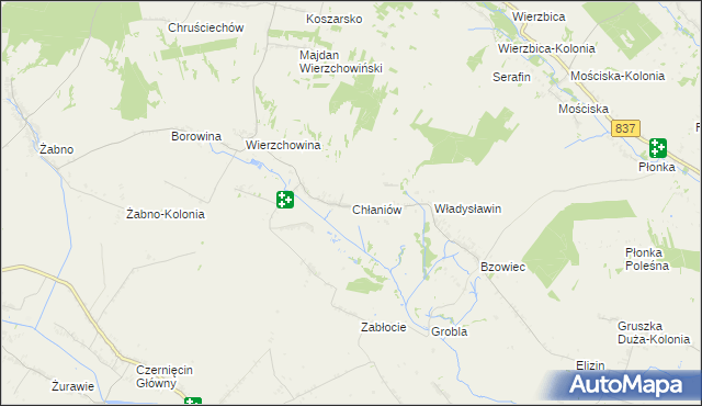 mapa Chłaniów, Chłaniów na mapie Targeo