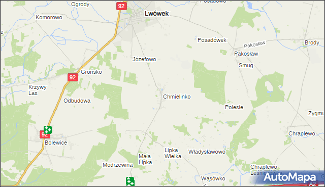 mapa Chmielinko, Chmielinko na mapie Targeo
