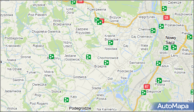 mapa Chochorowice, Chochorowice na mapie Targeo