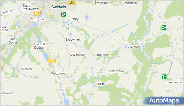 mapa Chomętowo gmina Brzeżno, Chomętowo gmina Brzeżno na mapie Targeo