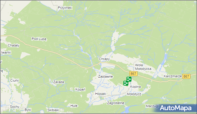 mapa Chrapy, Chrapy na mapie Targeo