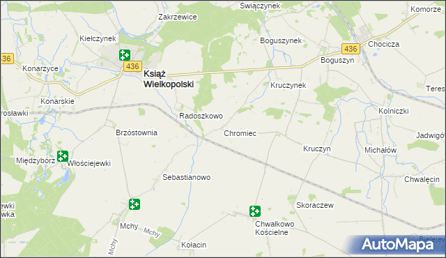 mapa Chromiec gmina Nowe Miasto nad Wartą, Chromiec gmina Nowe Miasto nad Wartą na mapie Targeo