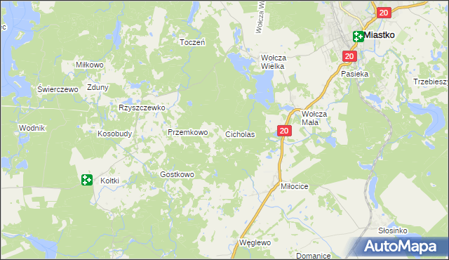 mapa Cicholas, Cicholas na mapie Targeo