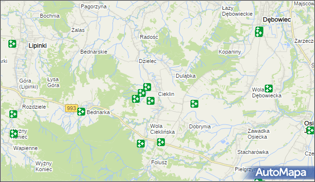 mapa Cieklin, Cieklin na mapie Targeo