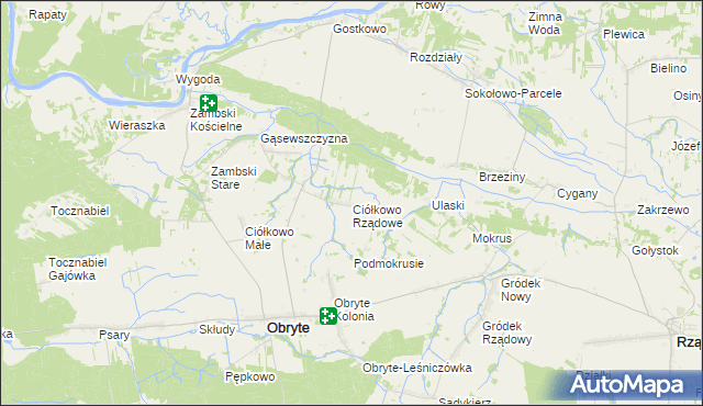mapa Ciółkowo Rządowe, Ciółkowo Rządowe na mapie Targeo