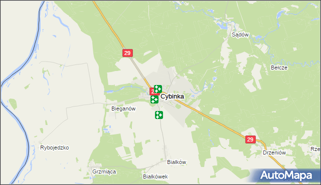 mapa Cybinka, Cybinka na mapie Targeo