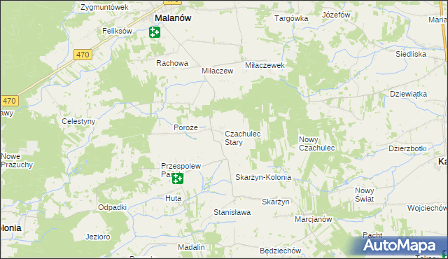 mapa Czachulec Stary, Czachulec Stary na mapie Targeo