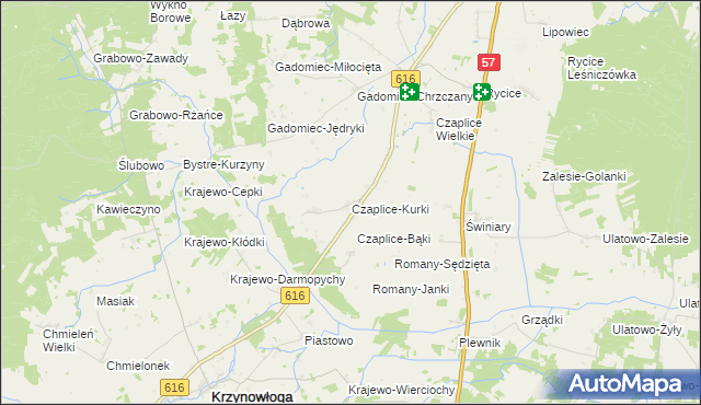mapa Czaplice-Kurki, Czaplice-Kurki na mapie Targeo