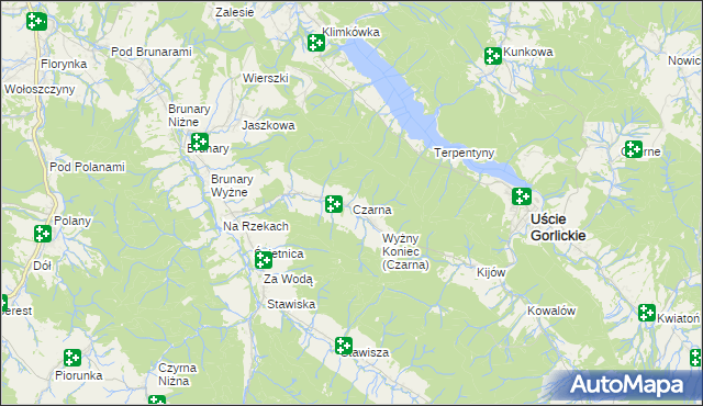 mapa Czarna gmina Uście Gorlickie, Czarna gmina Uście Gorlickie na mapie Targeo