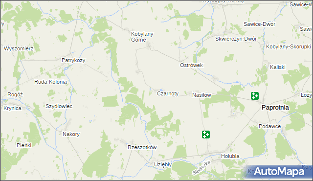 mapa Czarnoty gmina Paprotnia, Czarnoty gmina Paprotnia na mapie Targeo