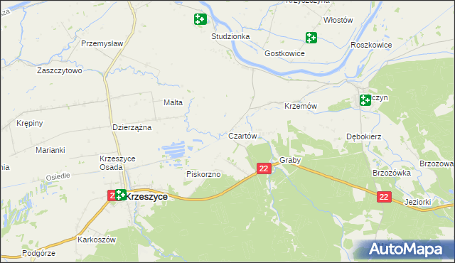mapa Czartów, Czartów na mapie Targeo